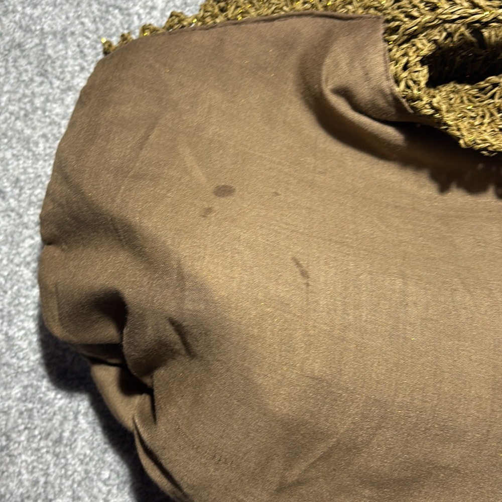 Slouchy Brown Crochet Bag gold sparkle y2k trendy handbag iconic 2000’s purse - Picture 6 of 8
